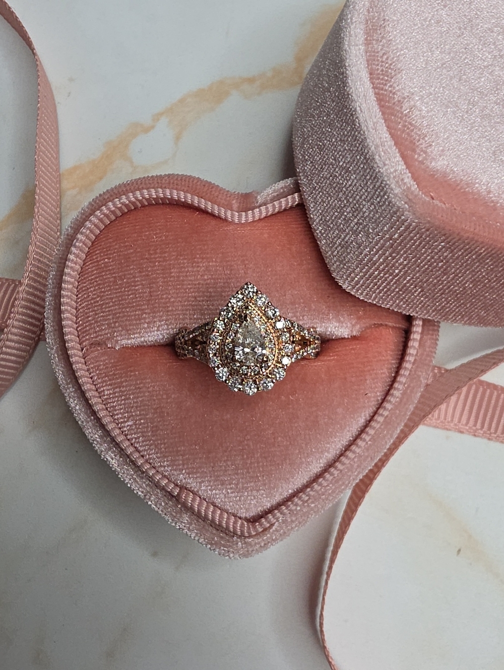 Zales 1 CT. T.w. Pear-Shaped Diamond Double Frame Vintage Style Rose Gold Ring